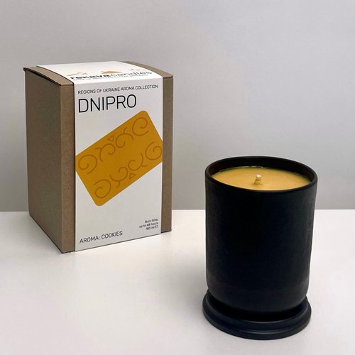 Decorative aroma candle "DNIPRO" (wooden wick) REKAVA 13291-rekava photo