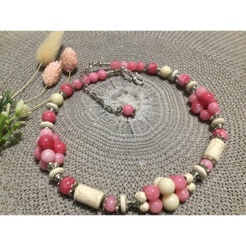 Necklace "Spring tenderness" (rose quartz, white turquoise) 12669-korali photo