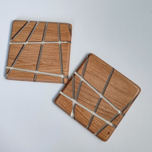 Square cup stand, natural wood, handmade, LINES series, DEEPWOOD, 10x10 cm 12897-10x10-deepwood photo
