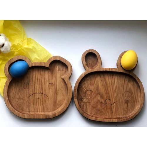 Children's plate Bear Woodluck wooden (oak) 13603-bear-woodluck photo