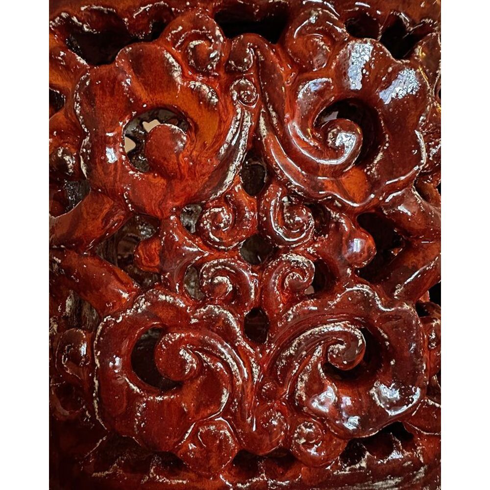 Підсвічник прямокутний ажурний темно-червоного кольору з орнаментом 11894-yekeramika фото