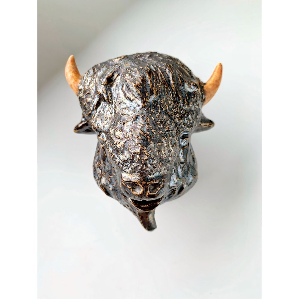 Decorative hook Bison by Nato Mikeladze, brown pearl 4496 photo