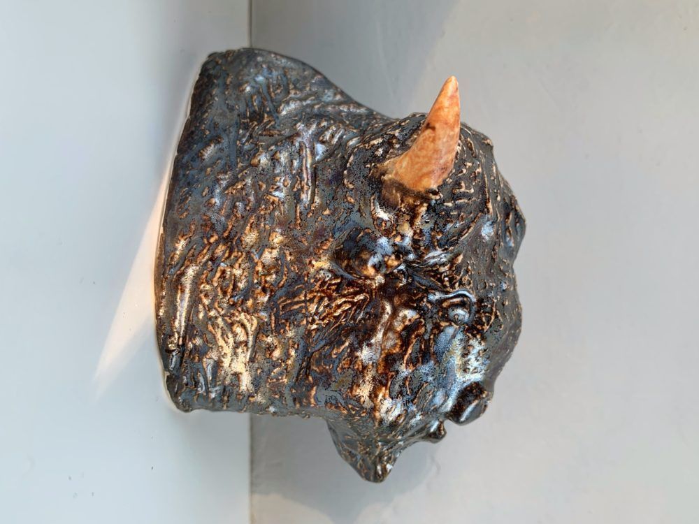 Decorative hook Bison by Nato Mikeladze brown pearl 4496 photo