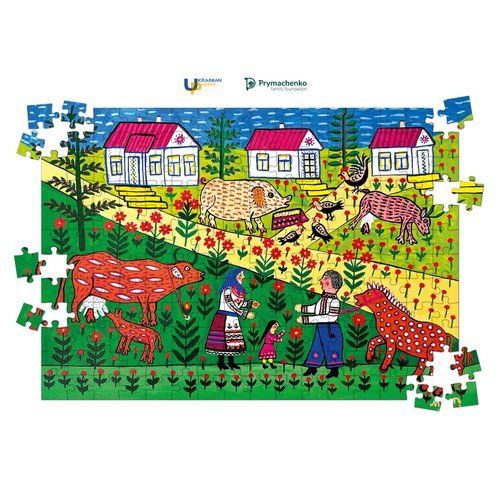 Wooden puzzle The sun is low, the tractor is close by Maria Primachenko 192 elements 14617-upuzl photo