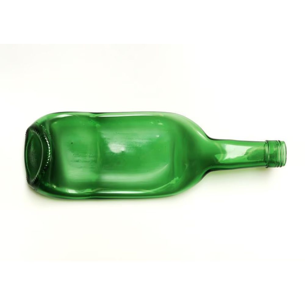 Creative glass plates from used and salvaged glass recycled bottles Wine Green Lay Bottle 17265-lay-bottle photo