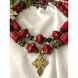 Coral necklace with abundant cross 12698-korali photo 4