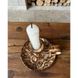 Ceramic candlestick with a brown-beige handle with a floral ornament 17904-yekeramika photo 2