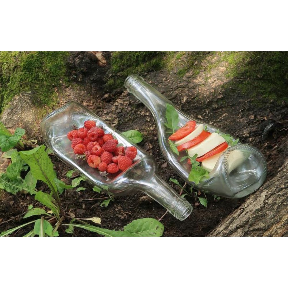 Wine lover gift, used and salvaged glass bottle snack fruit dessert plate Lay Bottle 17266-lay-bottle photo