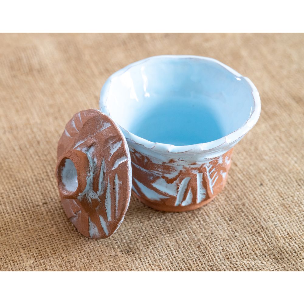 Ceramic sugar bowl with a lid, Azure Forest Steppe, 150 ml, Centaurida + Keramira 14061-keramira photo