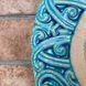 Ceramic round hanging mirror blue-green color with ornament Diameter 25 cm 11835-yekeramika photo 3