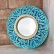 Ceramic round hanging mirror blue-green color with ornament Diameter 25 cm 11835-yekeramika photo 1