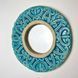Ceramic round hanging mirror blue-green color with ornament Diameter 25 cm 11835-yekeramika photo 2