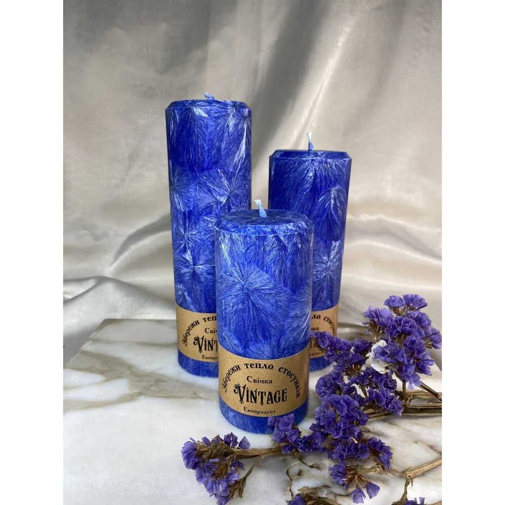 Decorative candles, color «Sapphire», size 6,6x15 cm Vintage 17306-sapphire-vintage photo