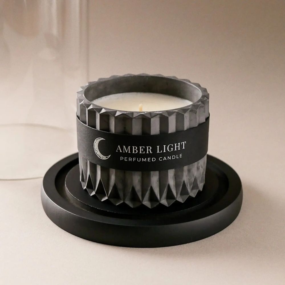 Парфумована свічка "Amber Light" у гіпсовому кашпо з кришкою | Alchemy Herbalcraft 14281-herbalcraft фото