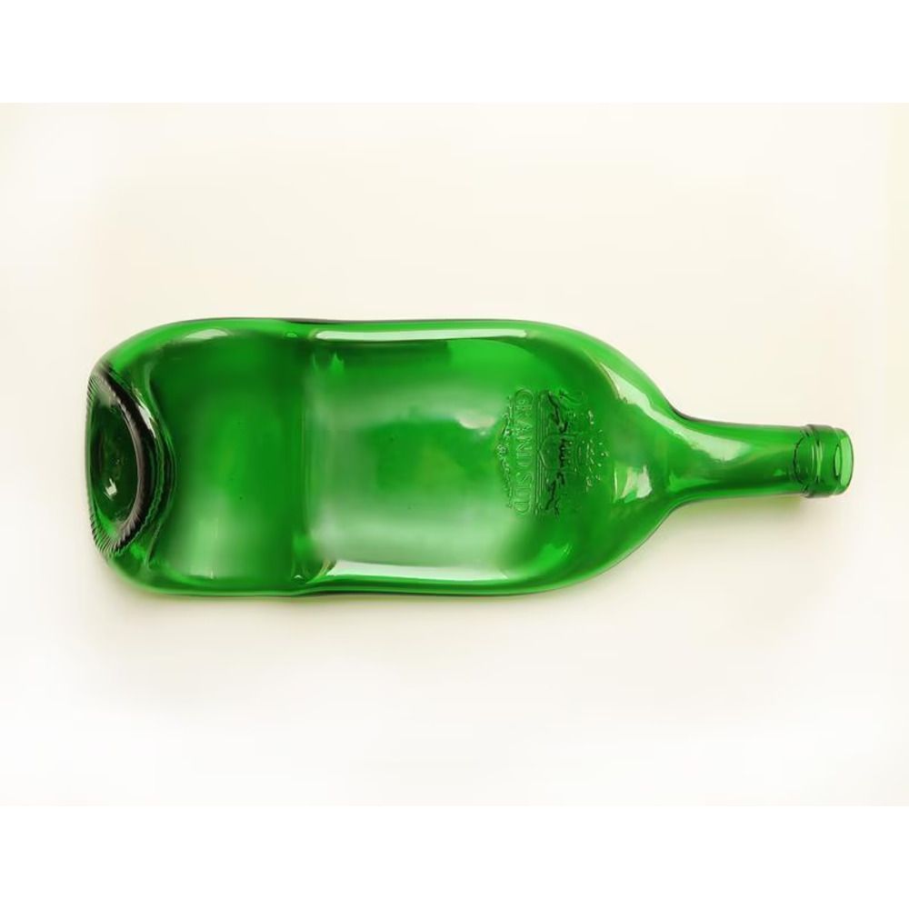 Скляна тарілка з сплюснутої пляшки для подачі сиру м'яса закусок Jameson Green зроблено в Україні Lay Bottle 17267-lay-bottle фото