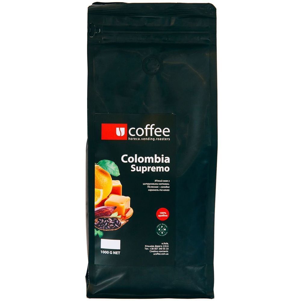 Coffee Colombia Supremo Arabica 100% Ucoffee 1000 g 22962-1000g-ucoffee photo Coffee Colombia Supremo Arabica 100% Ucoffee 1000 g 22962-1000g-ucoffee photo
