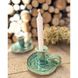 Ceramic candlestick with a soft turquoise crackle handle with a floral pattern 17907-yekeramika photo 3