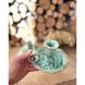 Ceramic candlestick with a soft turquoise crackle handle with a floral pattern 17907-yekeramika photo 4