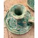 Ceramic candlestick with a soft turquoise crackle handle with a floral pattern 17907-yekeramika photo 2