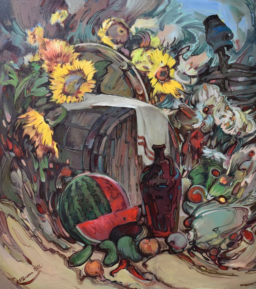 Картина «Натюрморт з кавуном», Михайло Довгань, полотно, олія, 90х80 10805-DovgM фото