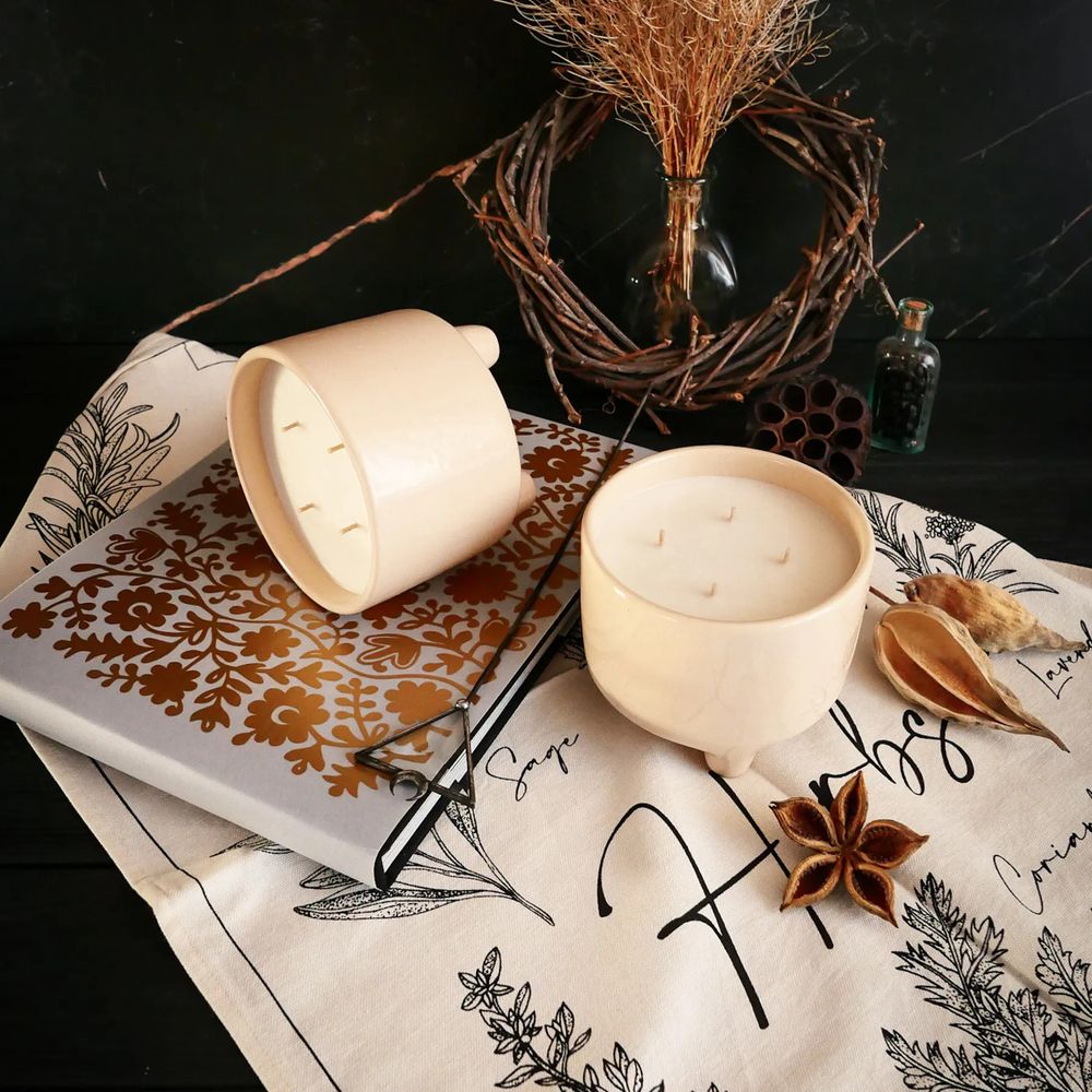 Candle with four wicks, on 3 legs, unscented by Herbalcraft Herbalcraft 14283-herbalcraft photo