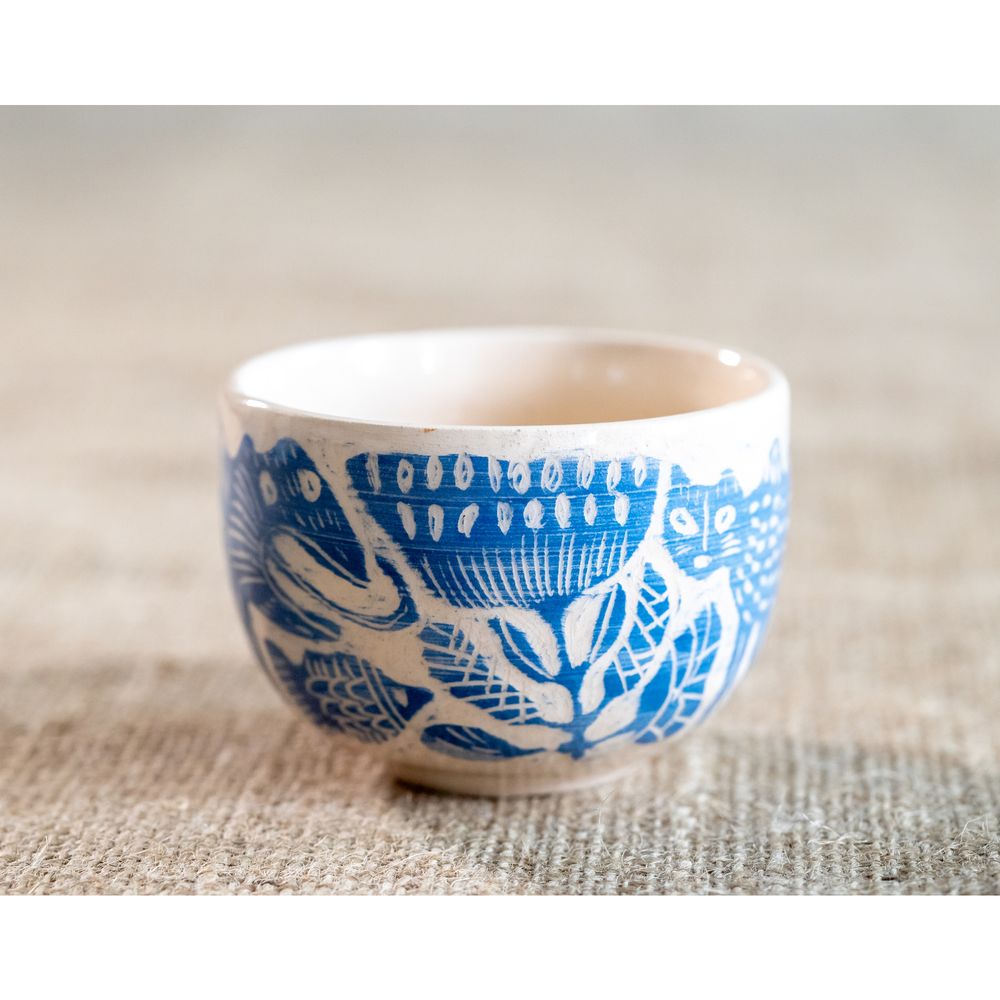 Ceramic bowl with hand-painted ancient animals blue, 150 ml, Centaurida + Keramira 14065-keramira photo