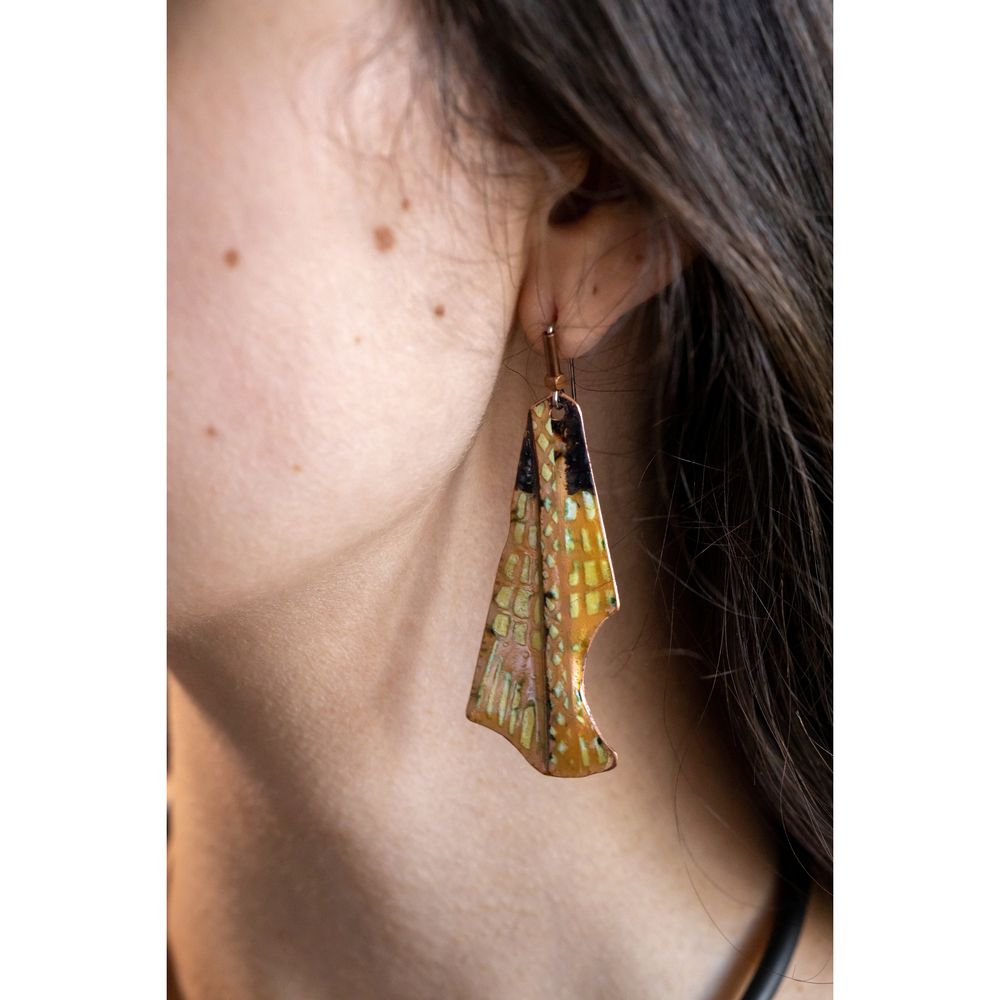 Earrings "Golden Eagle", Scythia Series, 7 cm, Emali Koziy + Centaurida 15146-emali-kozii photo