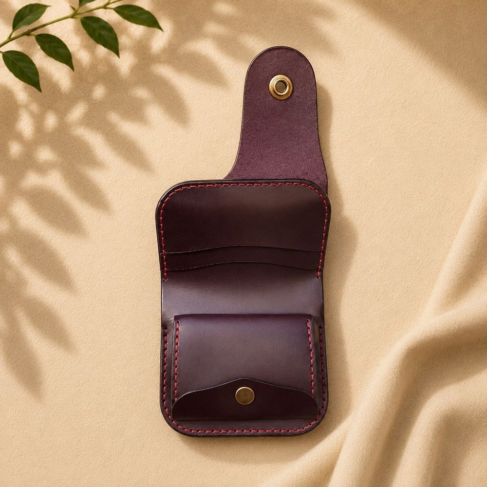 Шкіряний гаманець біфолд бордовий з вишивкою SL leather 23951-sl-leather фото