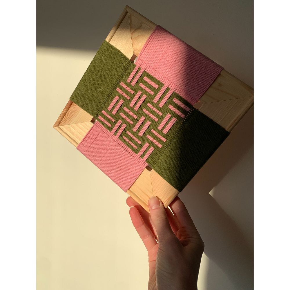 Pali panel, color khaki and pink, size 20x20 cm "Other Knots" 19311-other-knots photo