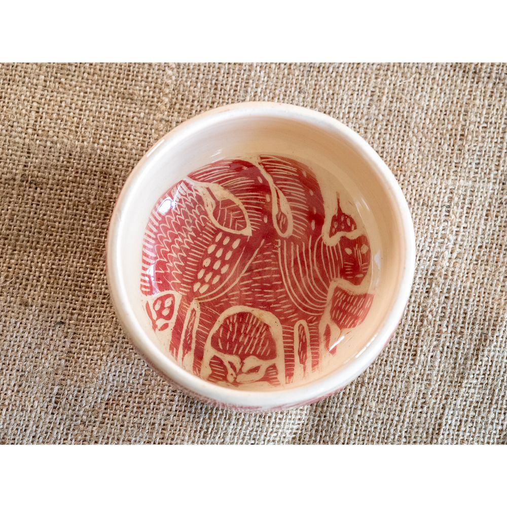 Миска керамічна з ручним росписом Прадавні звірі теракот, 450 мл, Кентавріда + Keramira 14066-keramira фото