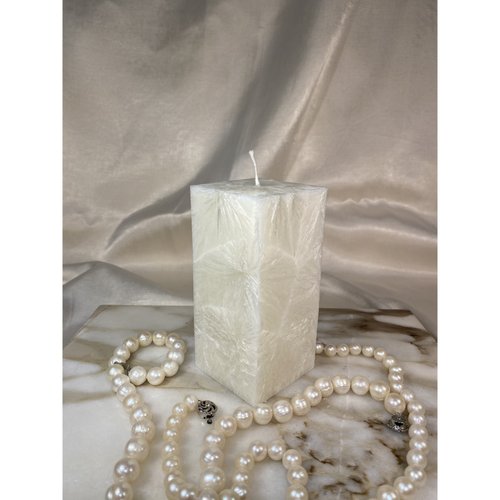 Square candles, color «Pearl», size 5,6x5,6x6 cm Vintage 17311-pearl-vintage photo