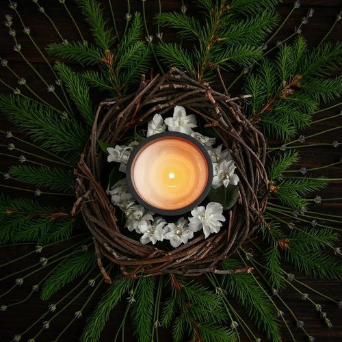 Парфумована свічка "Wild Green" у сірому гіпсовому кашпо з кришкою Herbalcraft 14286-herbalcraft фото