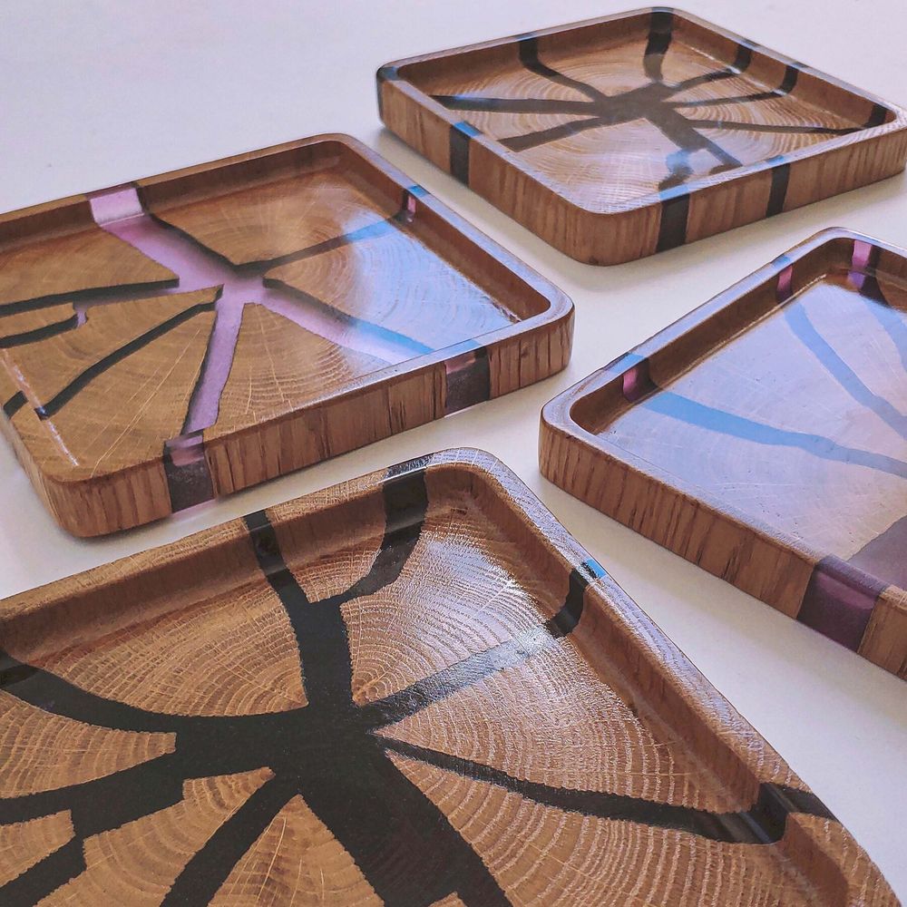 Mini-tray, natural wood, handmade, series NATURAL, DEEPWOOD, 17x17 cm 12873-17x17-deepwood photo