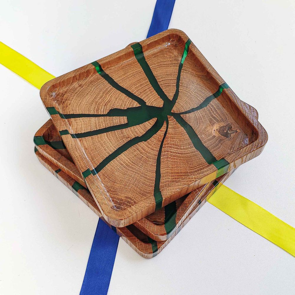Mini-tray, natural wood, handmade, series NATURAL, DEEPWOOD, 17x17 cm 12873-17x17-deepwood photo