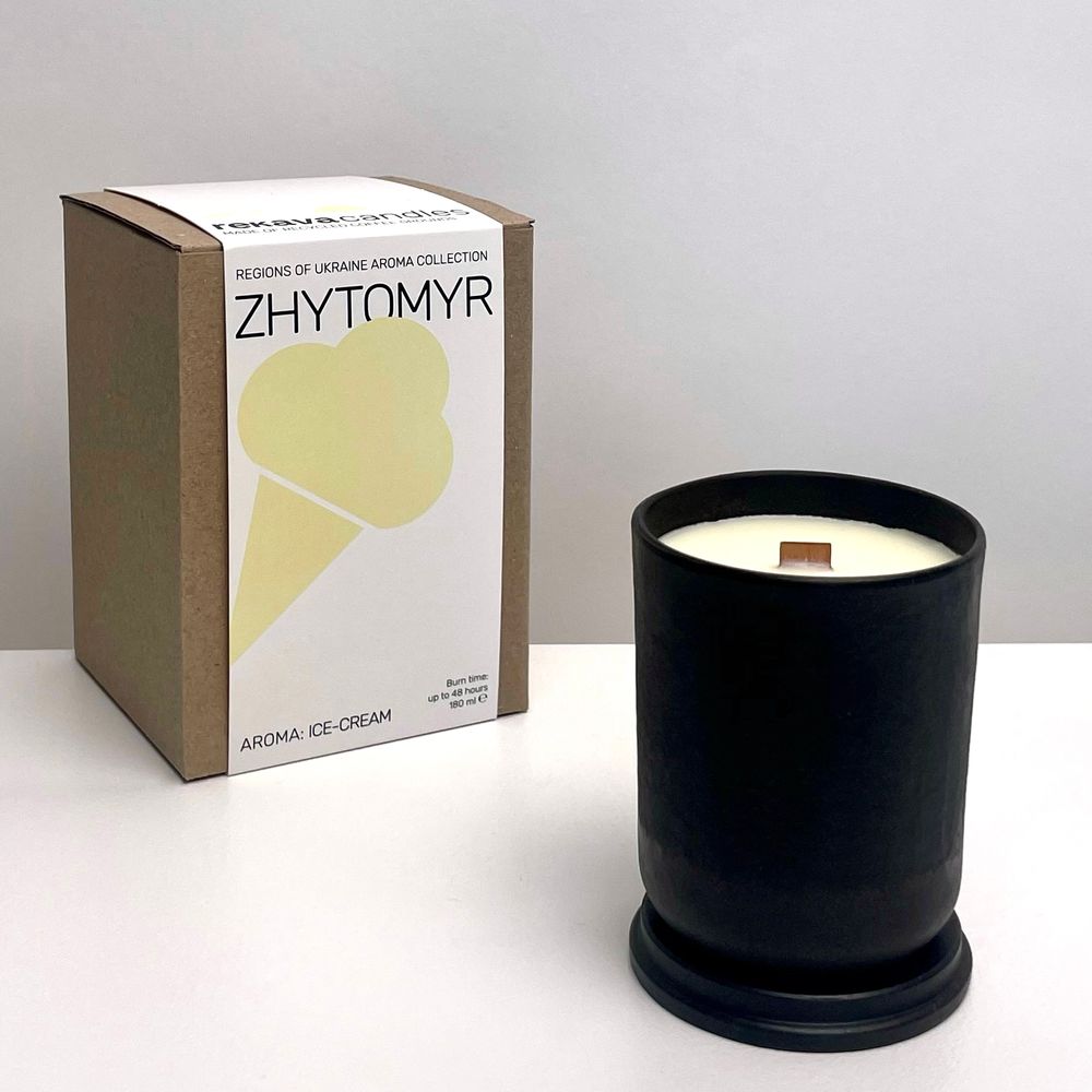 Decorative aroma candle "ZHYTOMYR" (wooden wick) REKAVA 13293-rekava photo