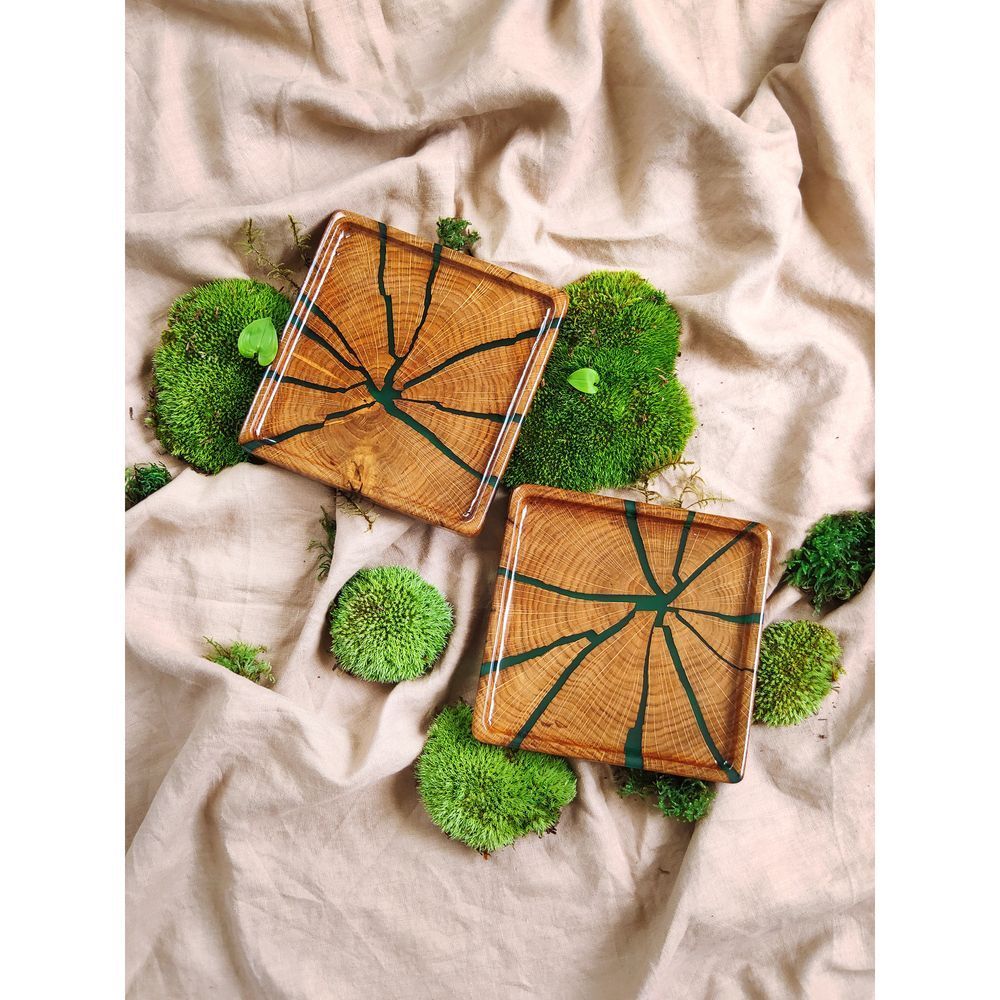 Mini-tray from an oak cut natural wood handmade series NATURAL DEEPWOOD 17x17 cm 12873-17x17-deepwood photo
