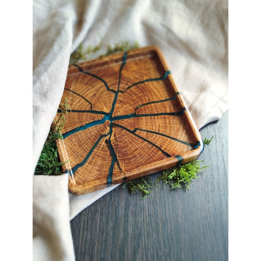 Mini-tray from an oak cut natural wood handmade series NATURAL DEEPWOOD 17x17 cm 12873-17x17-deepwood photo