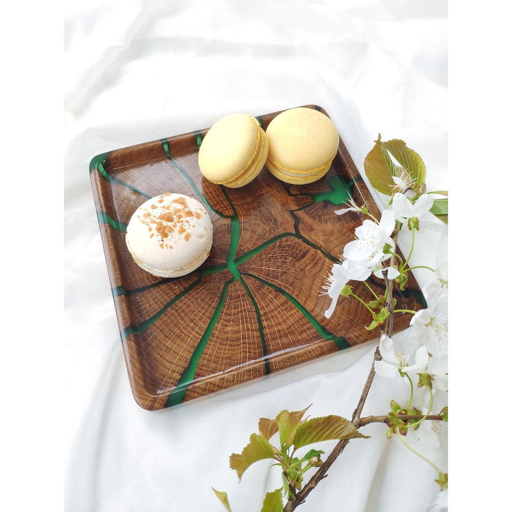 Mini-tray from an oak cut natural wood handmade series NATURAL DEEPWOOD 17x17 cm 12873-17x17-deepwood photo