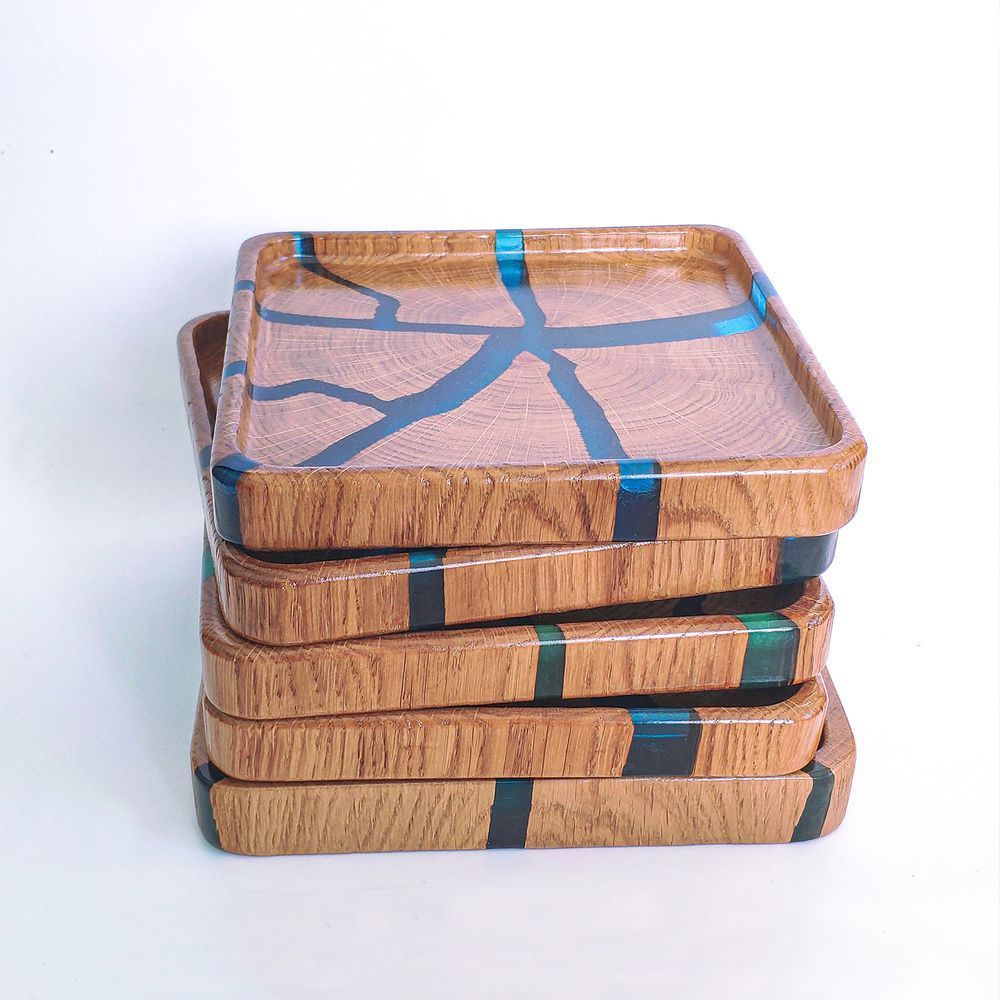 Mini-tray from an oak cut natural wood handmade series NATURAL DEEPWOOD 17x17 cm 12873-17x17-deepwood photo
