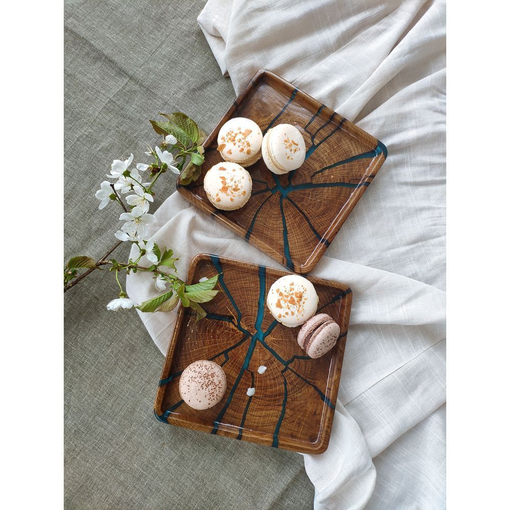 Mini-tray from an oak cut natural wood handmade series NATURAL DEEPWOOD 17x17 cm 12873-17x17-deepwood photo