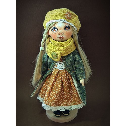 Textile interior doll Olenka, handmade toy, size 26x12 cm 11267-zoiashyshkovska photo