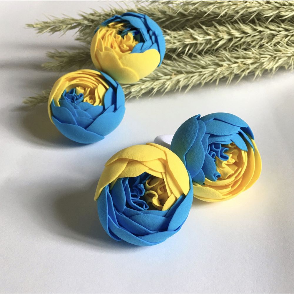 Scrunchy "Peonies yellow and blue", color Yellow-blue 11334-yellowblue-mimiami photo