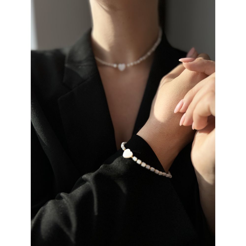 "Love" necklace and bracelet set with mother-of-pearl 20256-namusto-nadii photo