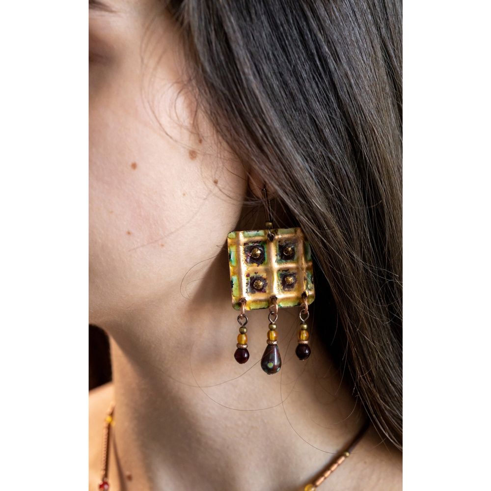 Archaic earrings, Scythia Series, 7 cm, Coziy + Centaurida enamels 15152-emali-kozii photo