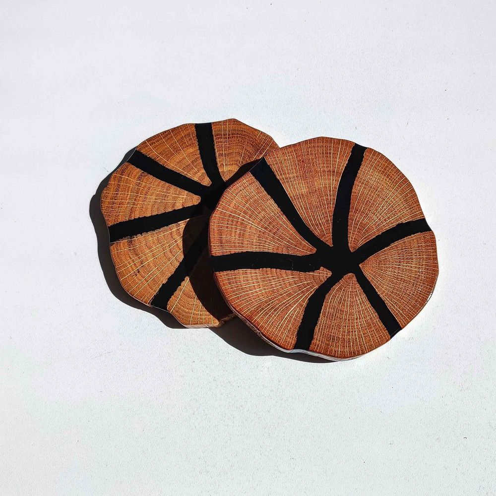 Cup stand, round cut, natural wood, handmade, NATURAL series, DEEPWOOD, 11 cm 12876-11-deepwood photo