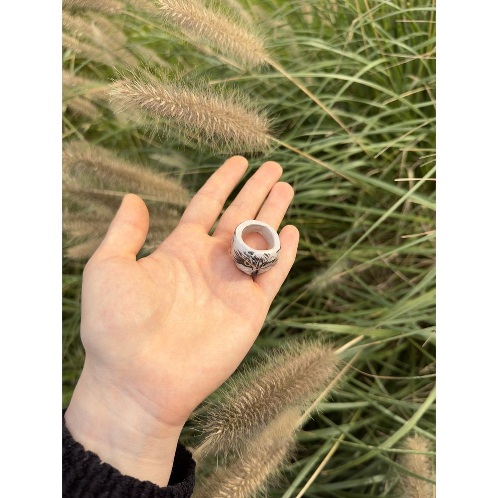 Owl ceramic ring KAPSI ceramics handmade 13270-kapsi photo