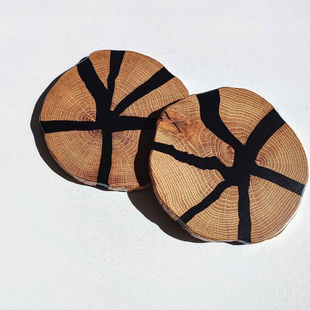 Підставка під чашки кругла зріз костер натуральне дерево ручна робота серія NATURAL DEEPWOOD 11 см 12876-11-deepwood фото