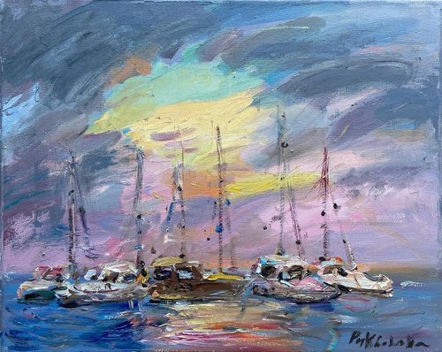 Картина «Яхти Херсона. Небо», Лариса Пуханова, полотно, олія, 2022 10863-PuhaL фото