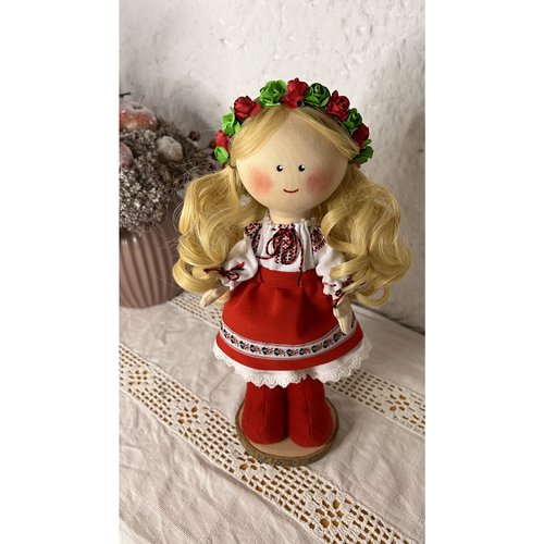 Текстильна інтер'єрна лялька Козачка, розмір 27x11 см 12543-lubava-toy фото