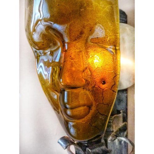 Wrought iron candlestick lamp Mask, glass bottle, decor for home and restaurant Lay Bottle 17276-lay-bottle photo